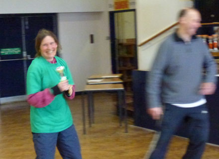 Lucia was so excited about the prospect of the Ladies' team prize that the 3rd place presentation for the Ladies' V35 category in The Terminator passed in a blur!